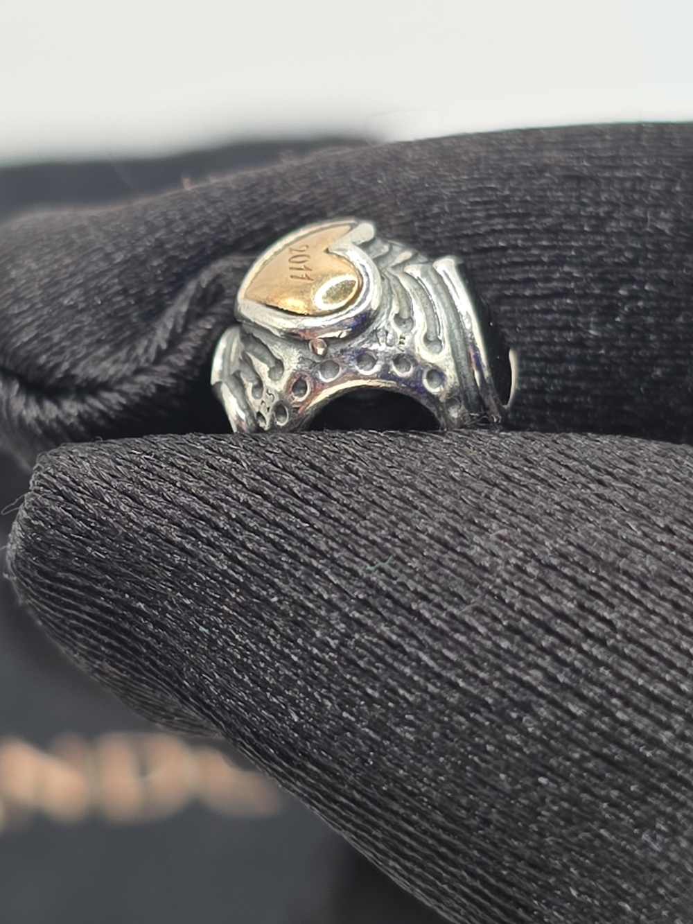 Authentic Pandora 2017 Club Charm Sterling Silver & 14k Gold Heart